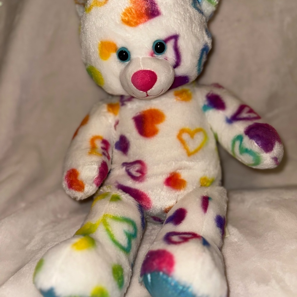 Colorful Heart Patterned Teddy Bear